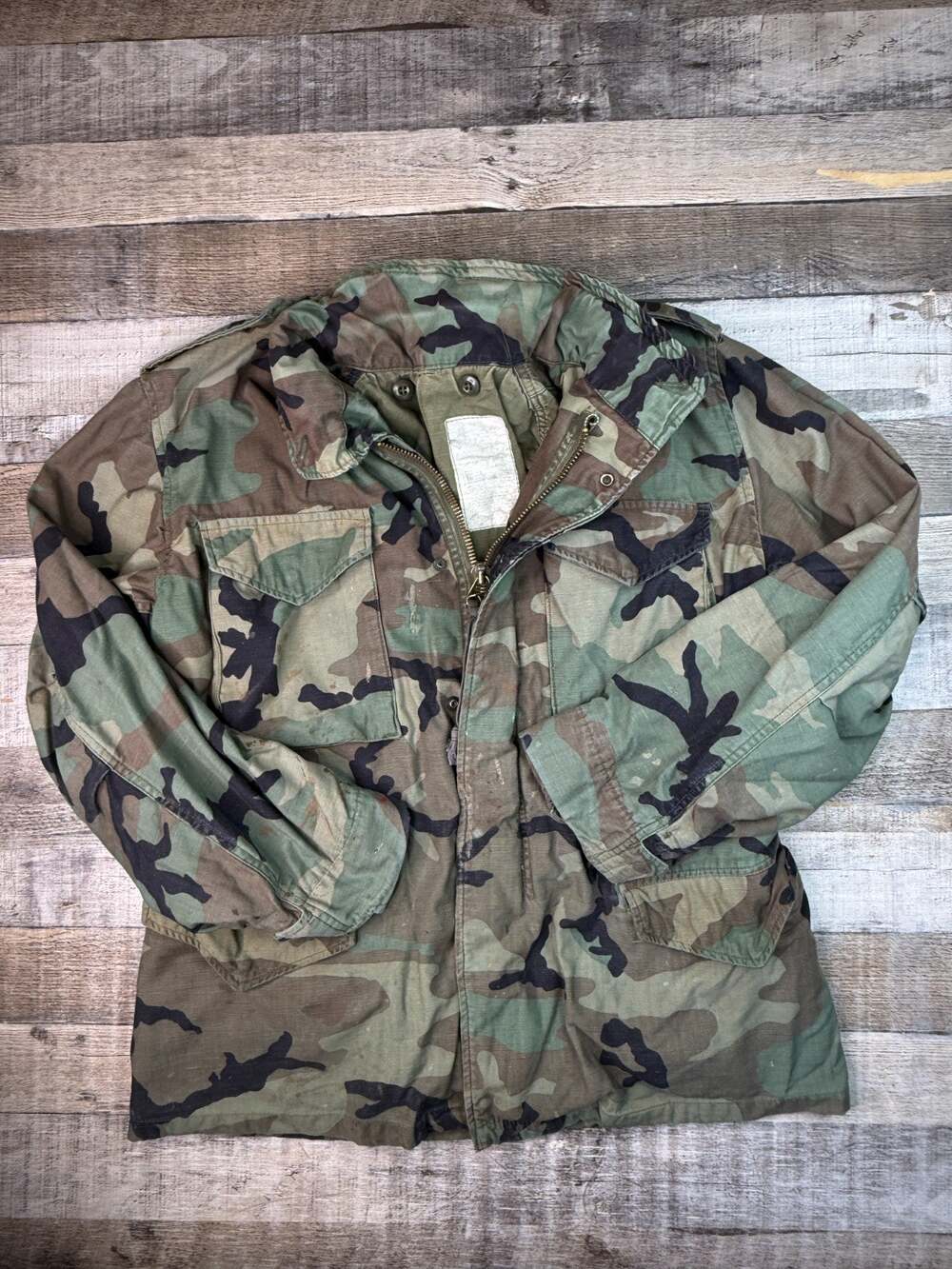 Vintage M-65 US Army Field Jacket Woodland Cold Weather Mens M Reg 80s Has Marks